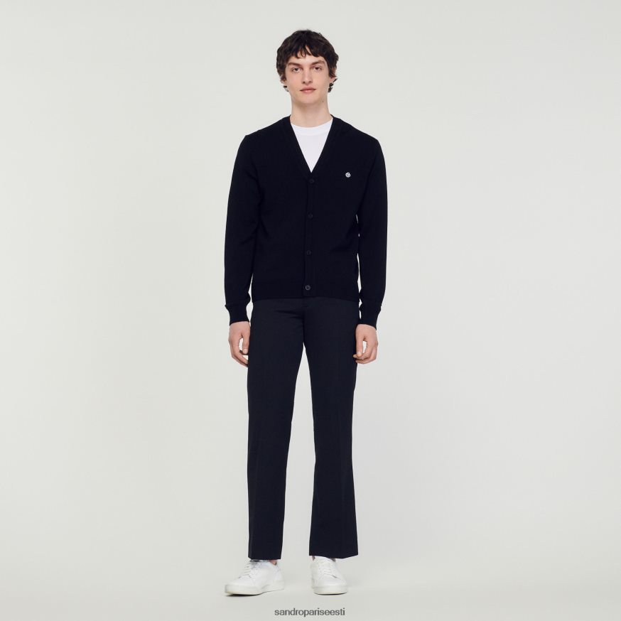 Sandro Paris kehakate mehed ruudukujulise ristplekiga kardigan BN4RF746 must