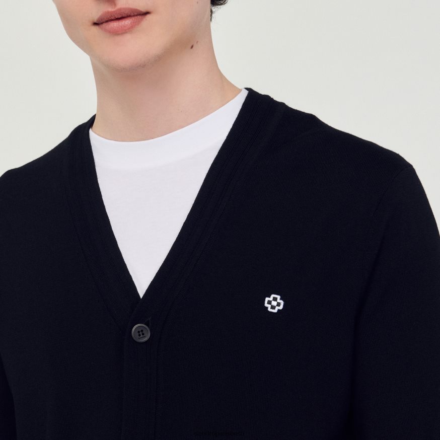 Sandro Paris kehakate mehed ruudukujulise ristplekiga kardigan BN4RF746 must