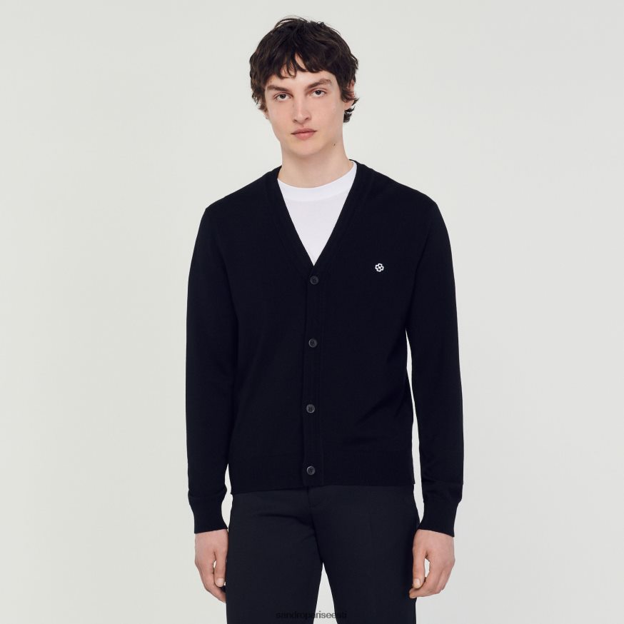 Sandro Paris kehakate mehed ruudukujulise ristplekiga kardigan BN4RF746 must