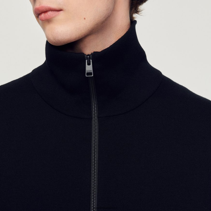 Sandro Paris kehakate mehed tõmblukuga villane kardigan BN4RF667 must