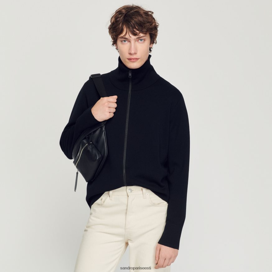 Sandro Paris kehakate mehed tõmblukuga villane kardigan BN4RF667 must