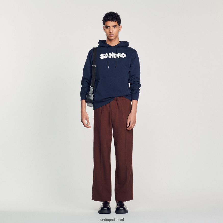 Sandro Paris kehakate mehed tikitud kapuuts BN4RF740 mereväe sinine