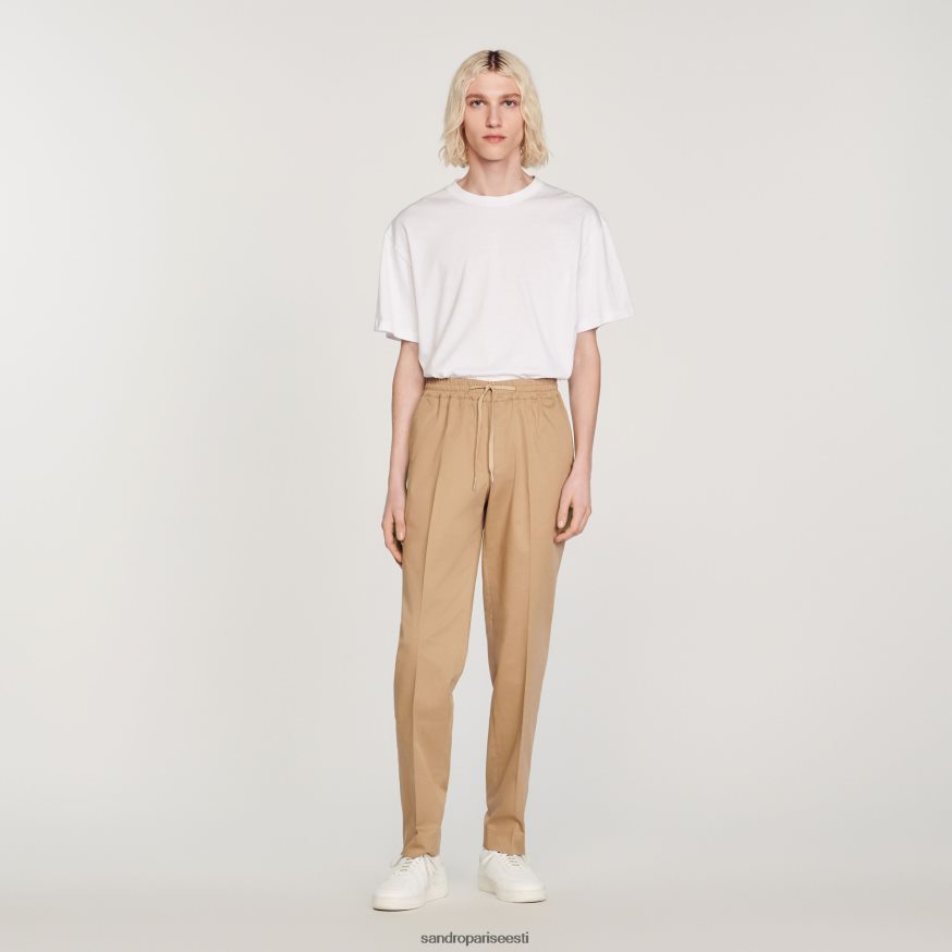 Sandro Paris kehakate mehed elastsed sirge säärega püksid BN4RF761 beež