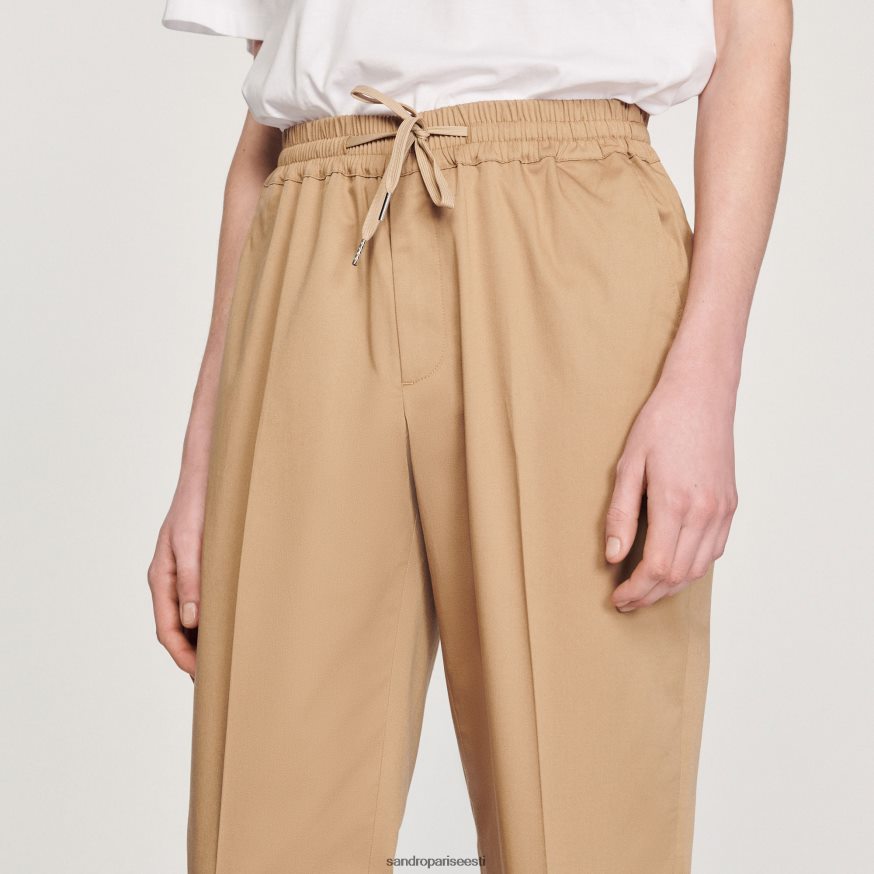 Sandro Paris kehakate mehed elastsed sirge säärega püksid BN4RF761 beež