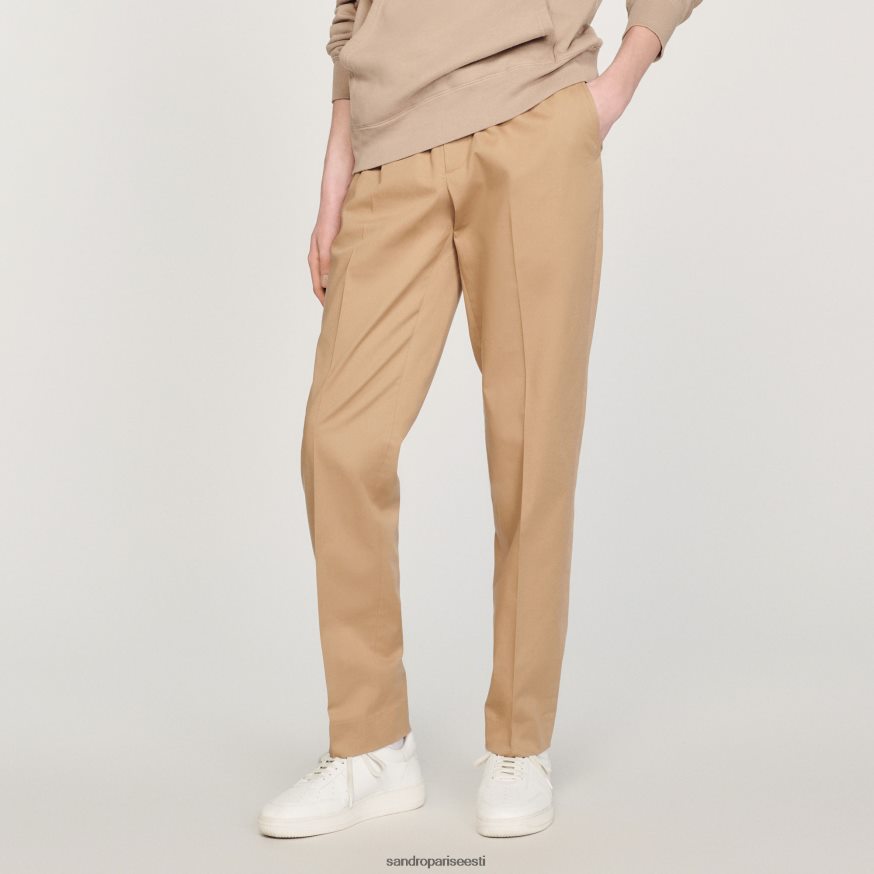 Sandro Paris kehakate mehed elastsed sirge säärega püksid BN4RF761 beež