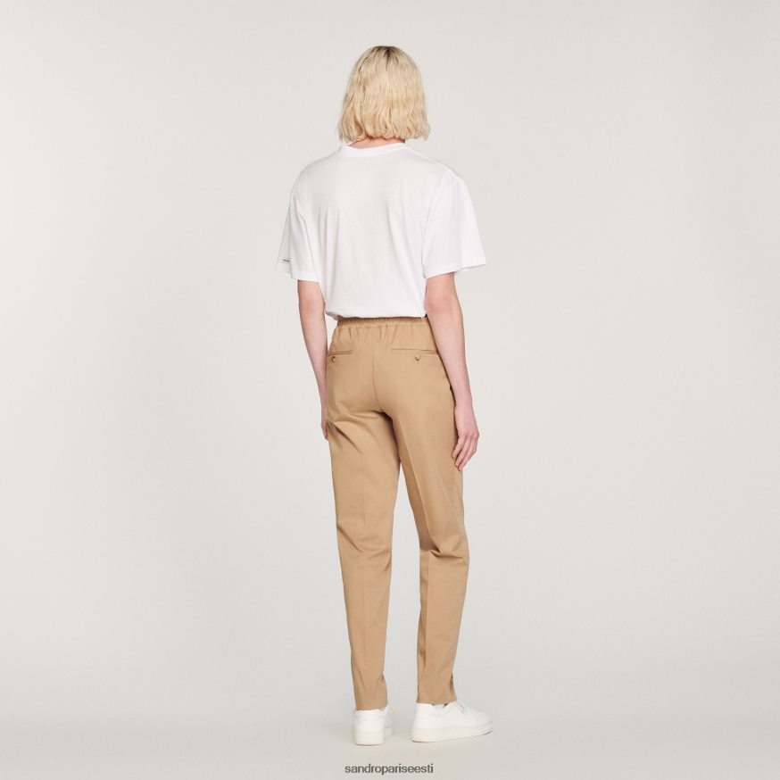 Sandro Paris kehakate mehed elastsed sirge säärega püksid BN4RF761 beež