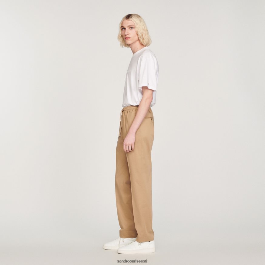 Sandro Paris kehakate mehed elastsed sirge säärega püksid BN4RF761 beež