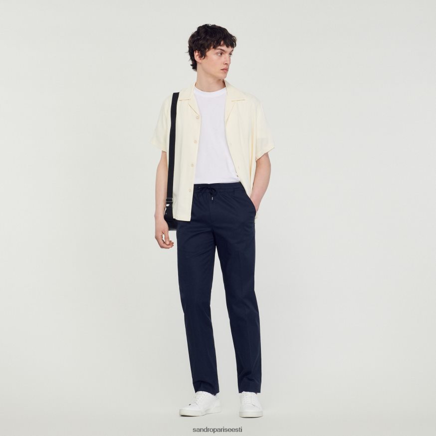 Sandro Paris kehakate mehed elastsed sirge säärega püksid BN4RF776 mereväe sinine