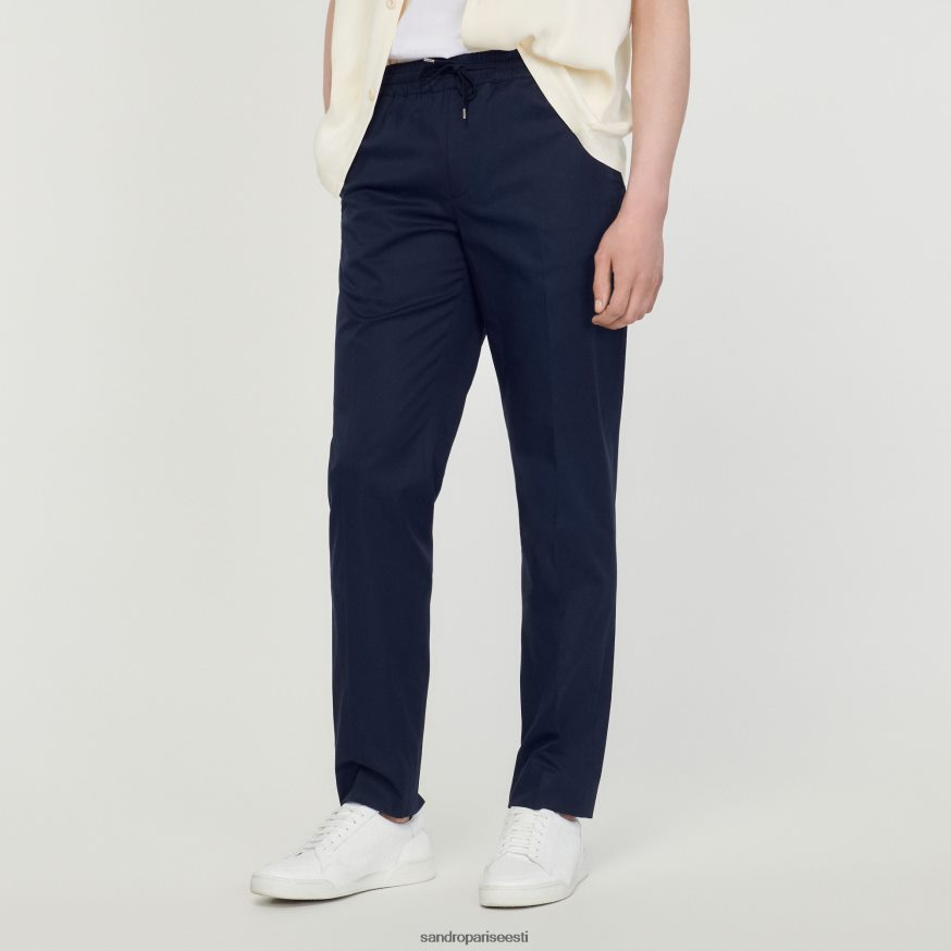 Sandro Paris kehakate mehed elastsed sirge säärega püksid BN4RF776 mereväe sinine