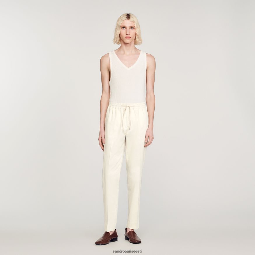 Sandro Paris kehakate mehed elastsed sirge säärega püksid BN4RF777 ekru