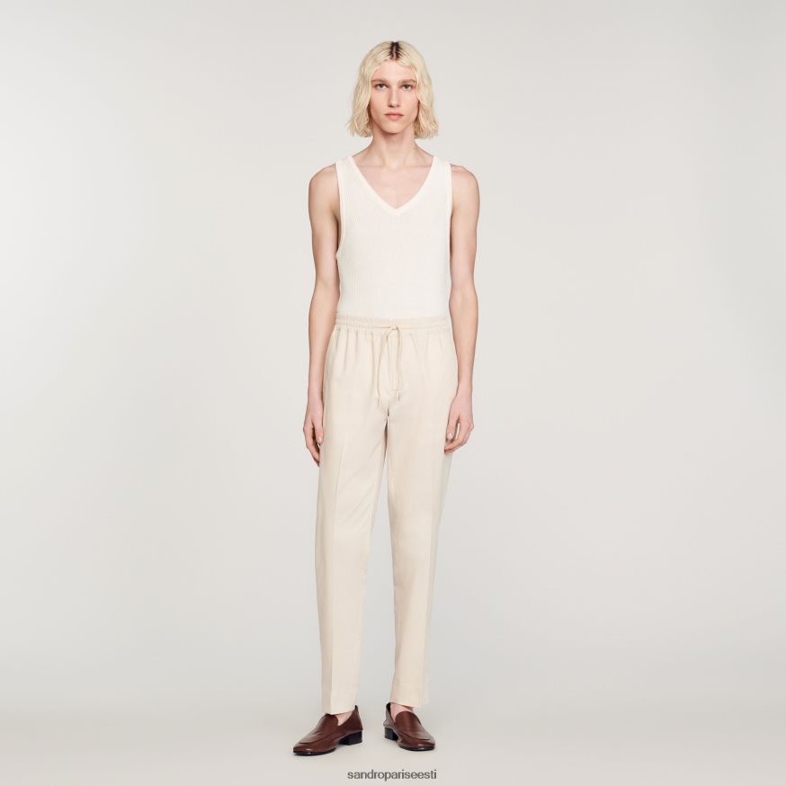 Sandro Paris kehakate mehed elastsed sirge säärega püksid BN4RF777 ekru