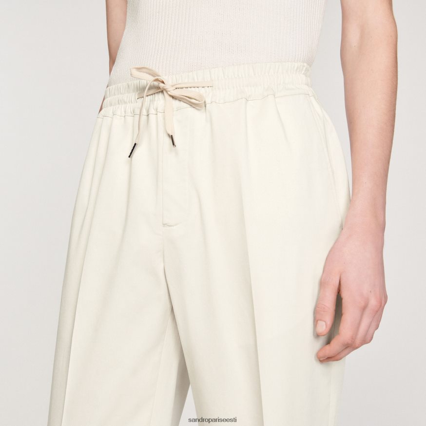 Sandro Paris kehakate mehed elastsed sirge säärega püksid BN4RF777 ekru