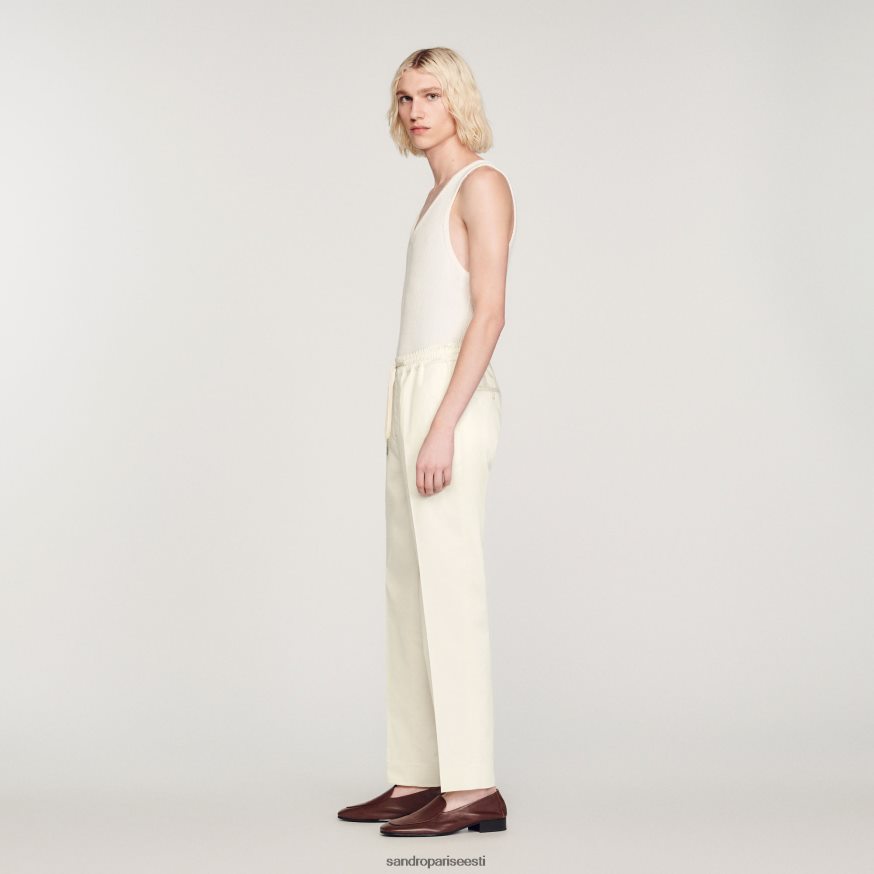 Sandro Paris kehakate mehed elastsed sirge säärega püksid BN4RF777 ekru