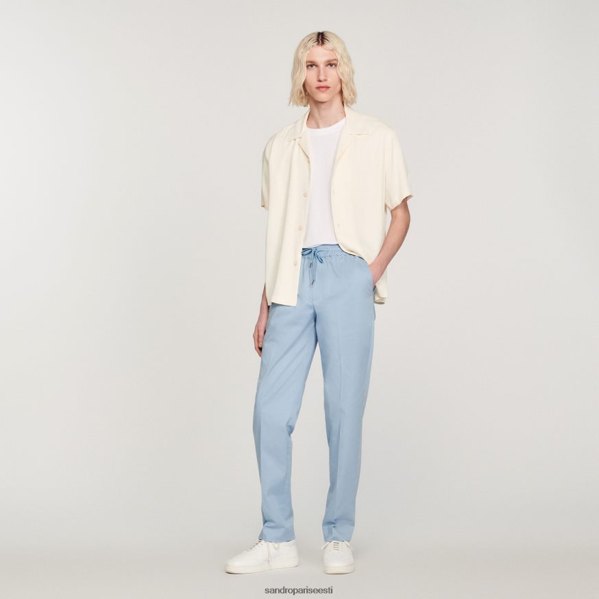 Sandro Paris kehakate mehed elastsed sirge säärega püksid BN4RF796 helesinine