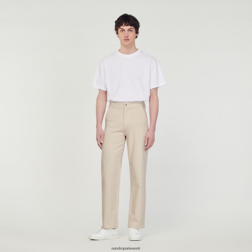 Sandro Paris kehakate mehed puusepa püksid BN4RF760 ekru