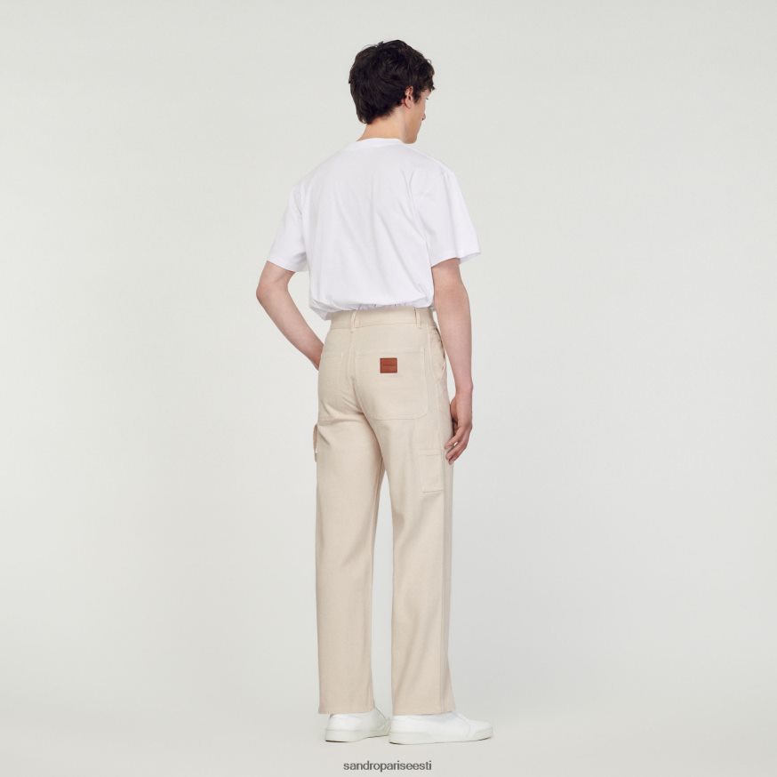Sandro Paris kehakate mehed puusepa püksid BN4RF760 ekru