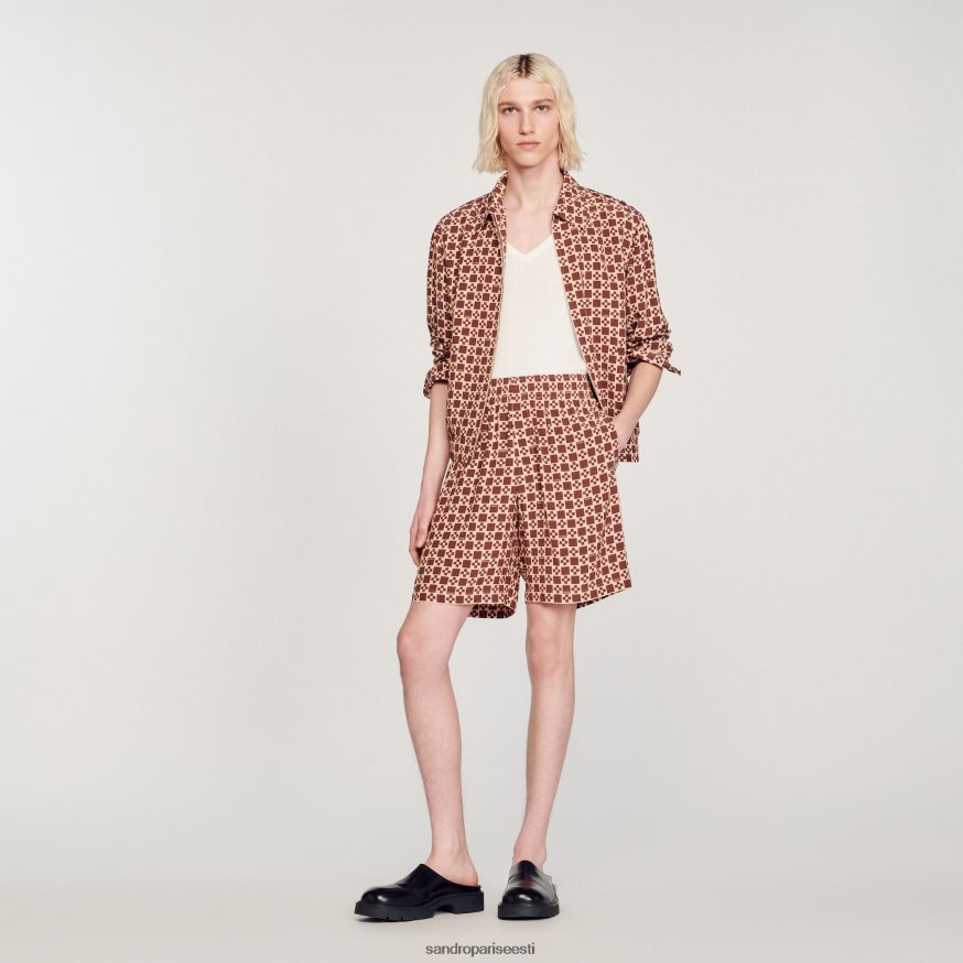 Sandro Paris kehakate mehed ruudukujulised ristitrükiga lühikesed püksid BN4RF755 pruun