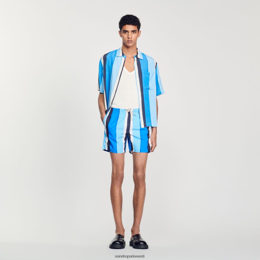 Sandro Paris kehakate mehed trükitud triibulised ujumispüksid BN4RF621 sinine