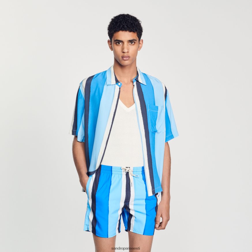 Sandro Paris kehakate mehed trükitud triibulised ujumispüksid BN4RF621 sinine