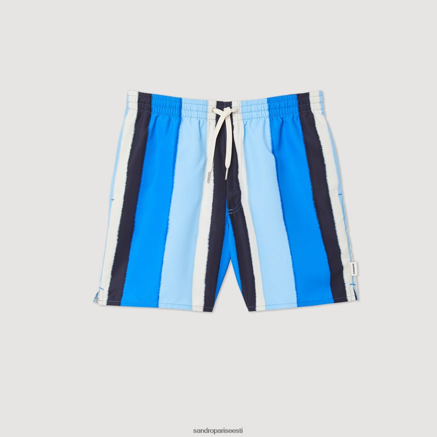 Sandro Paris kehakate mehed trükitud triibulised ujumispüksid BN4RF621 sinine