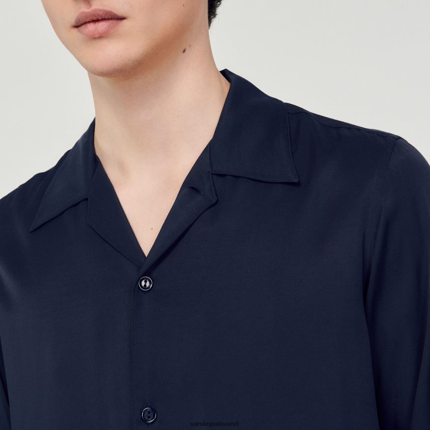 Sandro Paris kehakate mehed hõljuv laialikraega särk BN4RF798 mereväe sinine