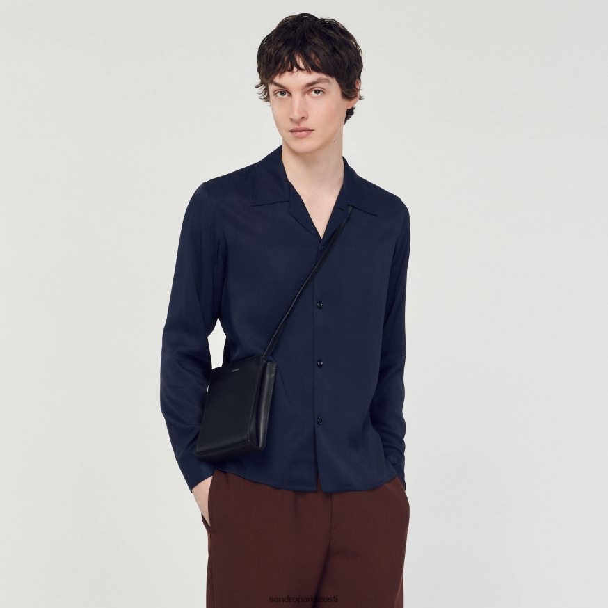 Sandro Paris kehakate mehed hõljuv laialikraega särk BN4RF798 mereväe sinine