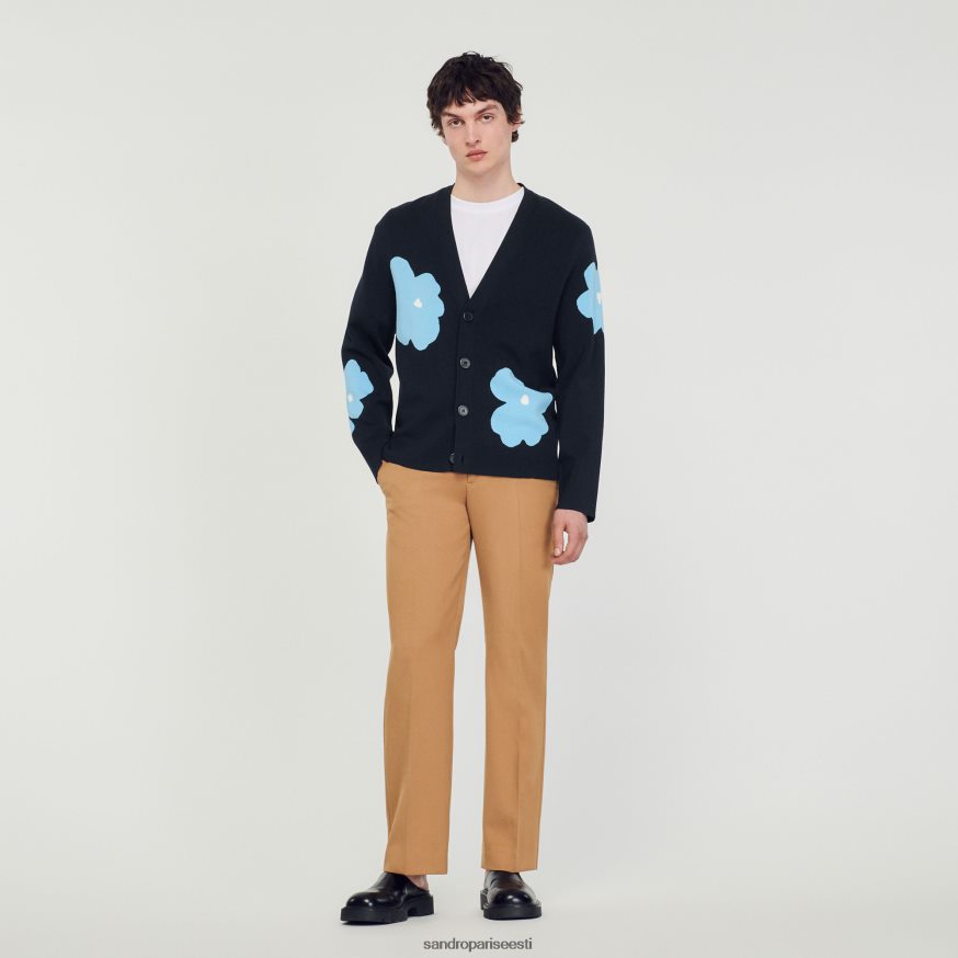 Sandro Paris kehakate mehed koo lillemotiividega kardigan BN4RF695 mereväe sinine