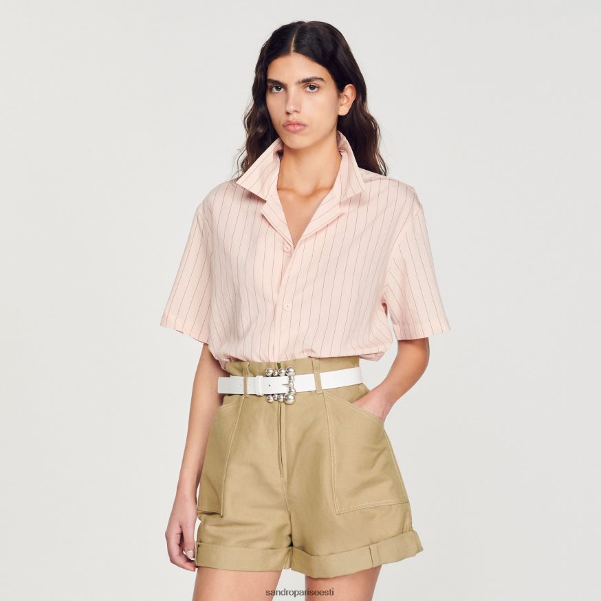 Sandro Paris kehakate mehed lühikeste varrukatega särk BN4RF783 heleroosa