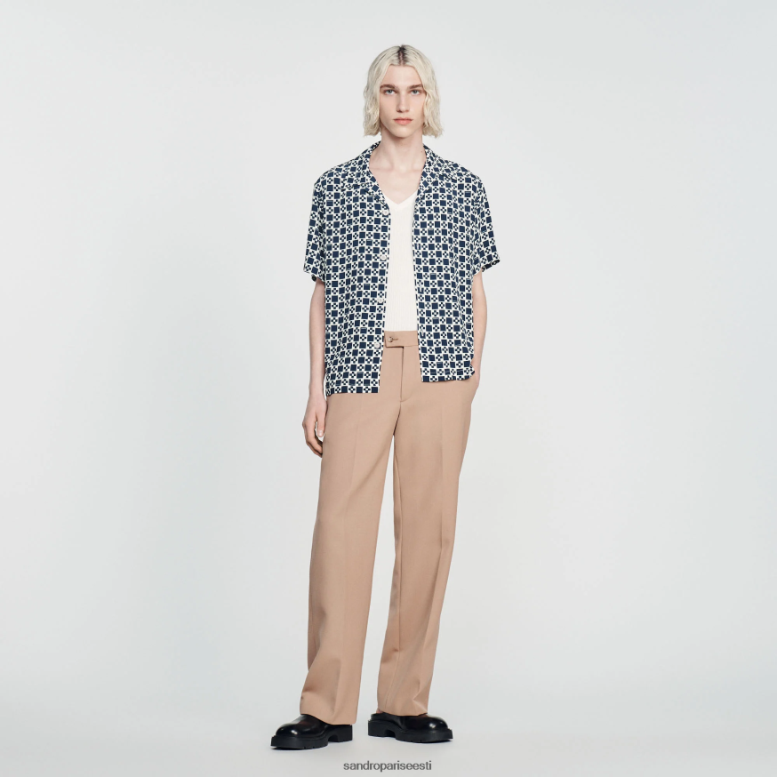 Sandro Paris kehakate mehed lendav lühikeste varrukatega särk BN4RF753 kandiline rist merevägi