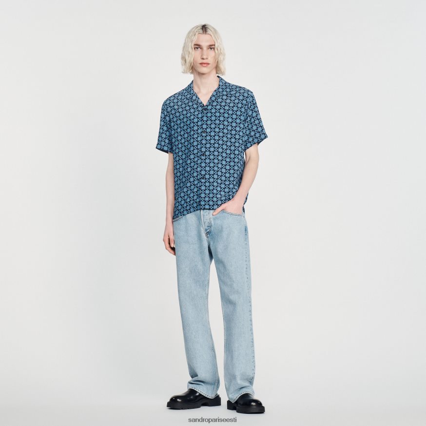 Sandro Paris kehakate mehed lendav lühikeste varrukatega särk BN4RF769 mereväe sinine