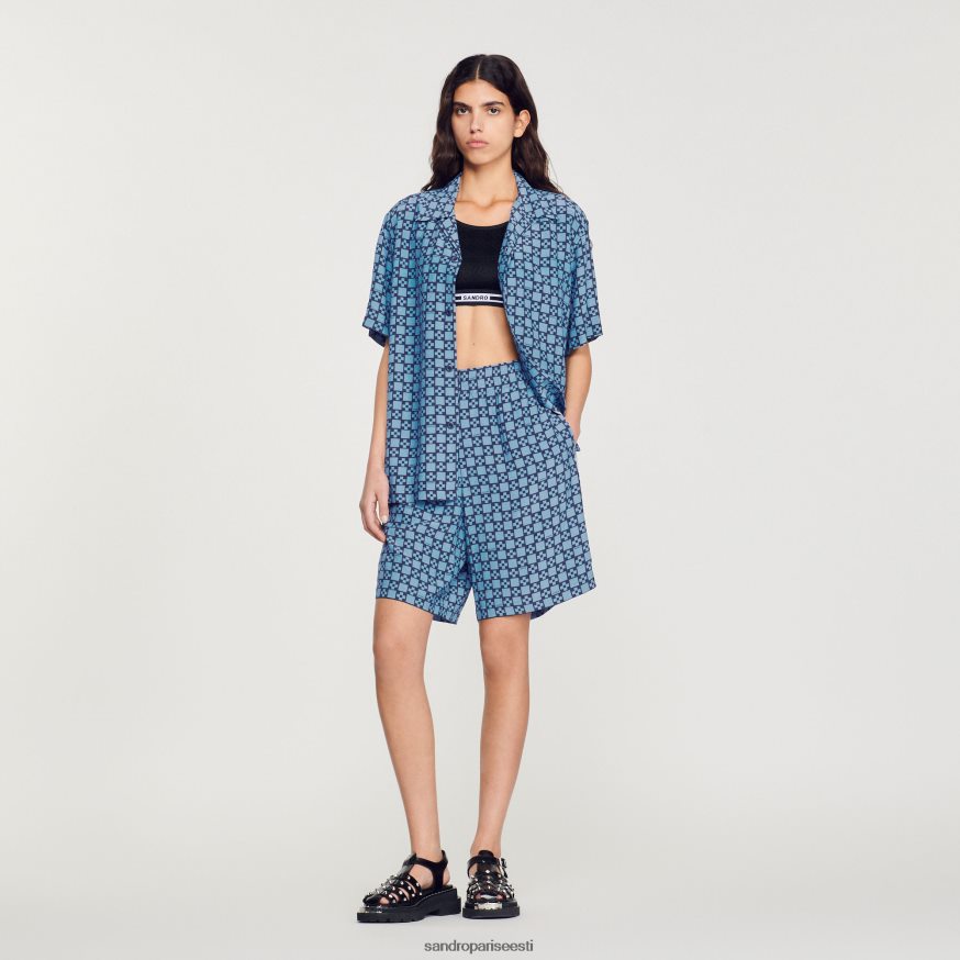 Sandro Paris kehakate mehed lendav lühikeste varrukatega särk BN4RF769 mereväe sinine