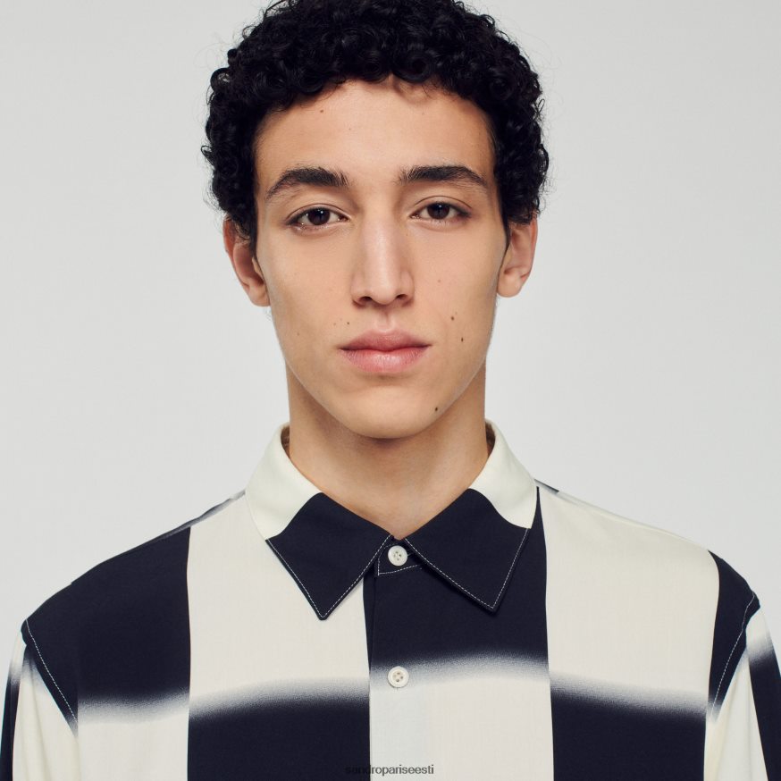 Sandro Paris kehakate mehed lendav tšekitrükiga särk BN4RF728 ekru/must