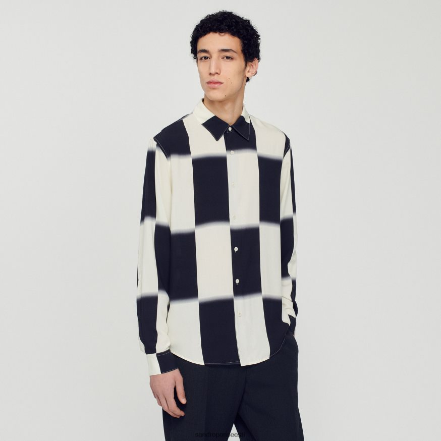 Sandro Paris kehakate mehed lendav tšekitrükiga särk BN4RF728 ekru/must