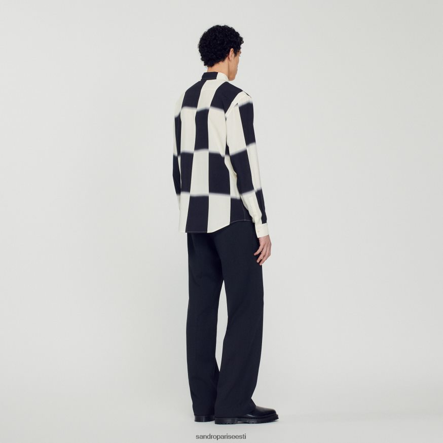 Sandro Paris kehakate mehed lendav tšekitrükiga särk BN4RF728 ekru/must