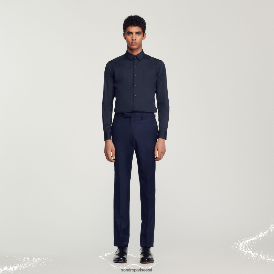 Sandro Paris kehakate mehed liibuv puuvillane veniv särk BN4RF614 mereväe sinine