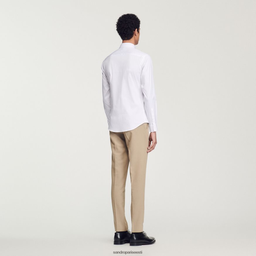 Sandro Paris kehakate mehed liibuv puuvillane veniv särk BN4RF615 valge