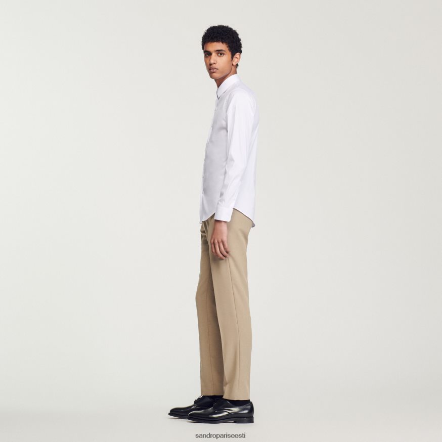 Sandro Paris kehakate mehed liibuv puuvillane veniv särk BN4RF615 valge