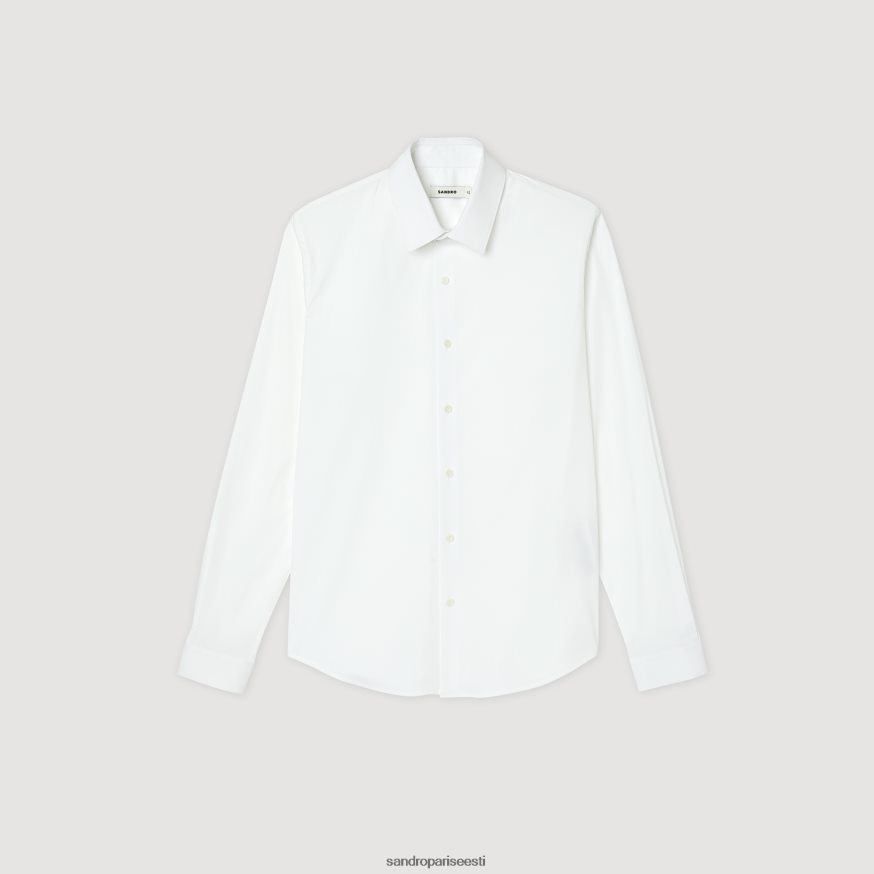 Sandro Paris kehakate mehed liibuv puuvillane veniv särk BN4RF615 valge