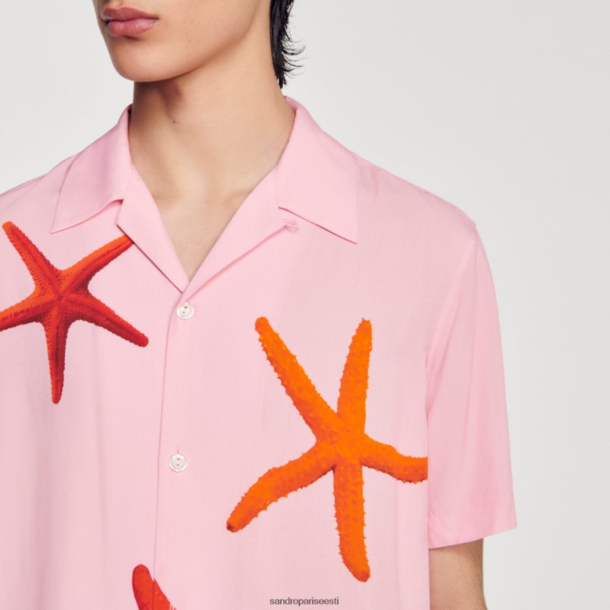 Sandro Paris kehakate mehed meritähte trükitud särk BN4RF679 roosa