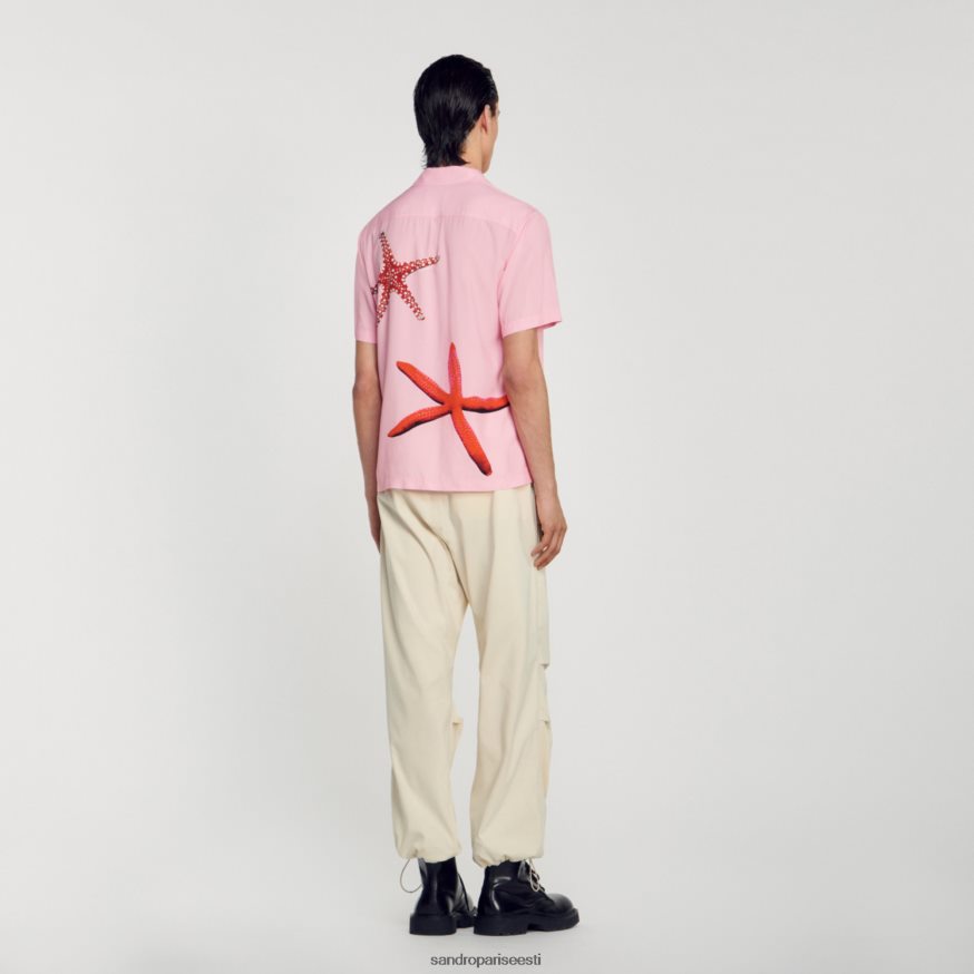 Sandro Paris kehakate mehed meritähte trükitud särk BN4RF679 roosa