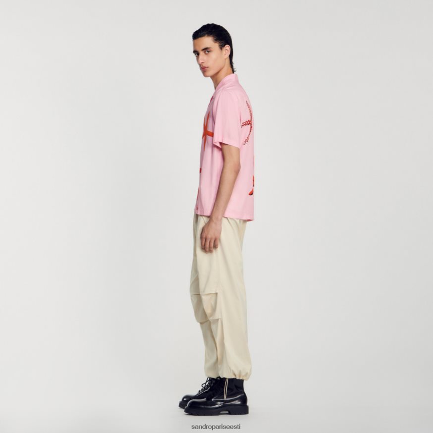 Sandro Paris kehakate mehed meritähte trükitud särk BN4RF679 roosa