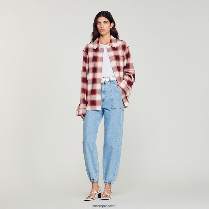 Sandro Paris kehakate mehed ruuduline pluus BN4RF820 punane/ekru