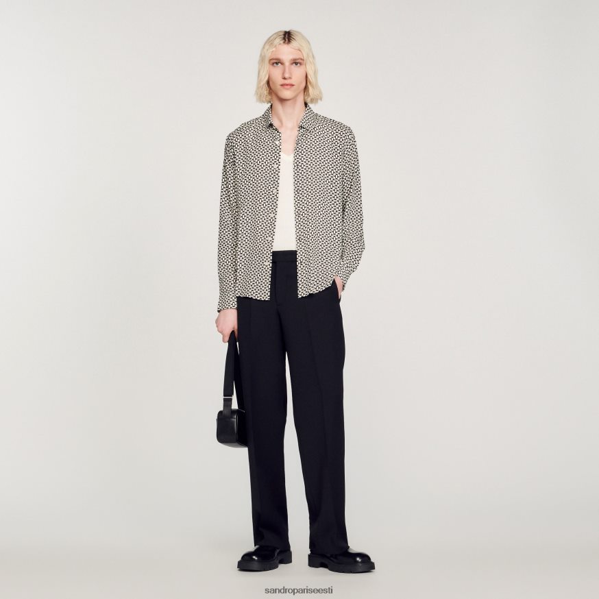 Sandro Paris kehakate mehed trükitud voolav särk BN4RF724 must