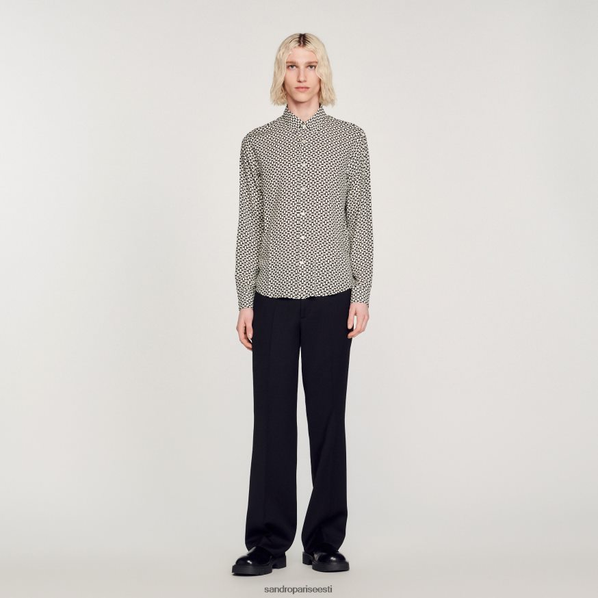 Sandro Paris kehakate mehed trükitud voolav särk BN4RF724 must