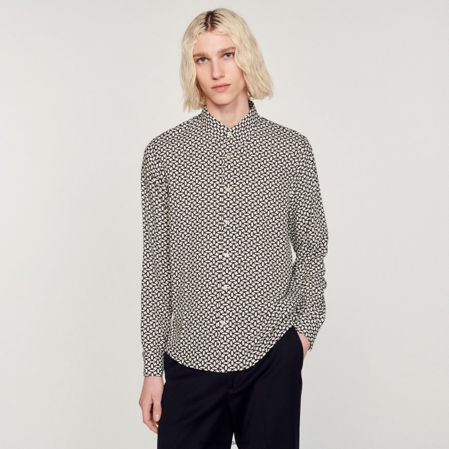 Sandro Paris kehakate mehed trükitud voolav särk BN4RF724 must