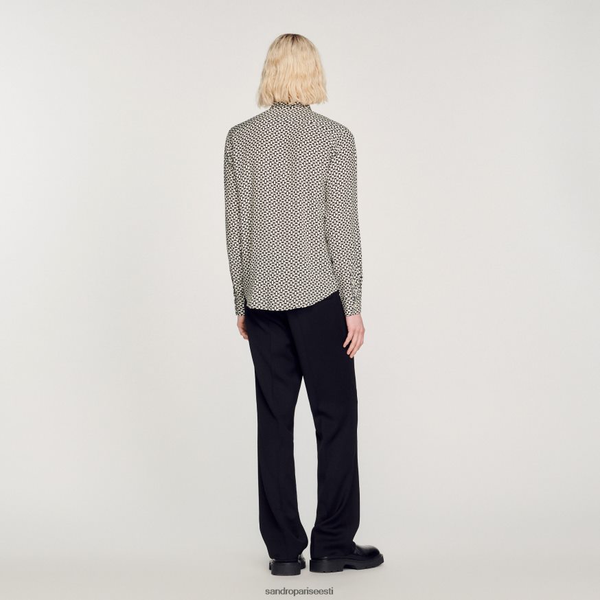 Sandro Paris kehakate mehed trükitud voolav särk BN4RF724 must