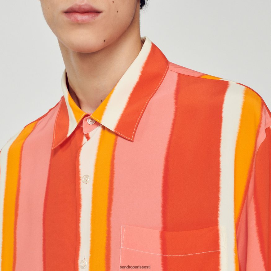 Sandro Paris kehakate mehed voogav triibuline lühikeste varrukatega särk BN4RF821 punane