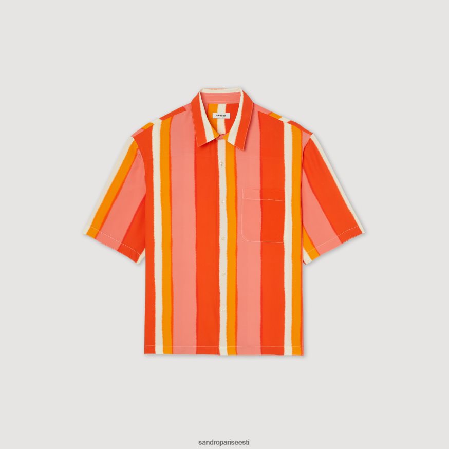 Sandro Paris kehakate mehed voogav triibuline lühikeste varrukatega särk BN4RF821 punane