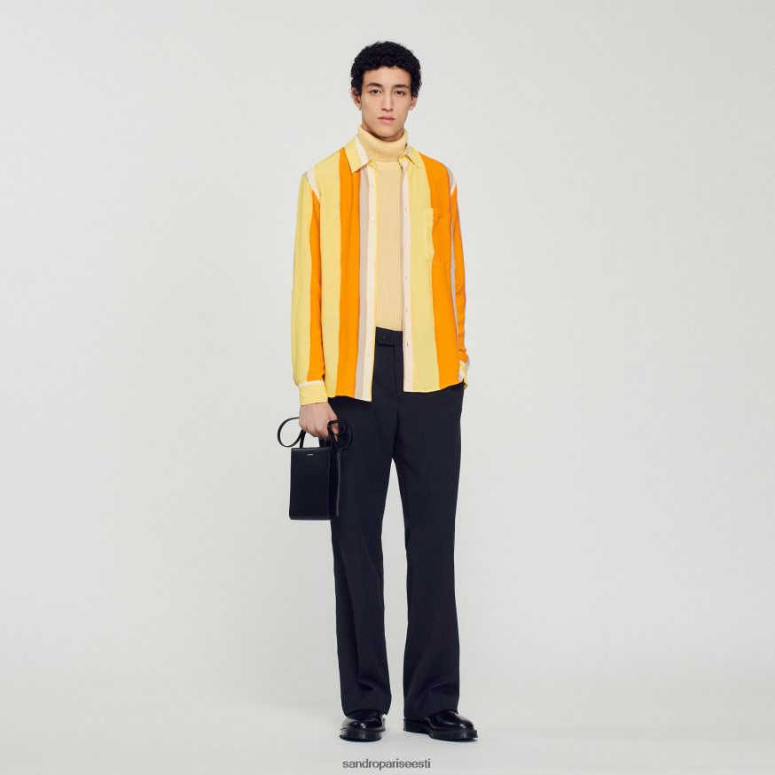 Sandro Paris kehakate mehed voogav triibuline pikkade varrukatega särk BN4RF669 kollane