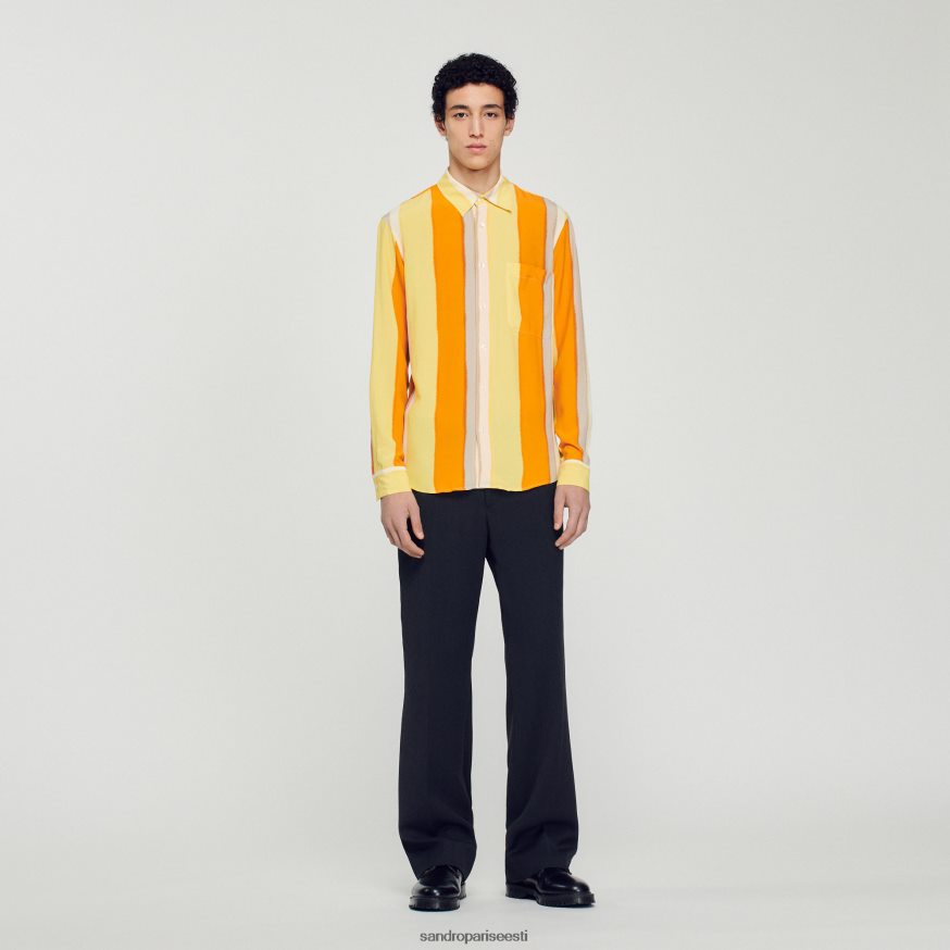 Sandro Paris kehakate mehed voogav triibuline pikkade varrukatega särk BN4RF669 kollane